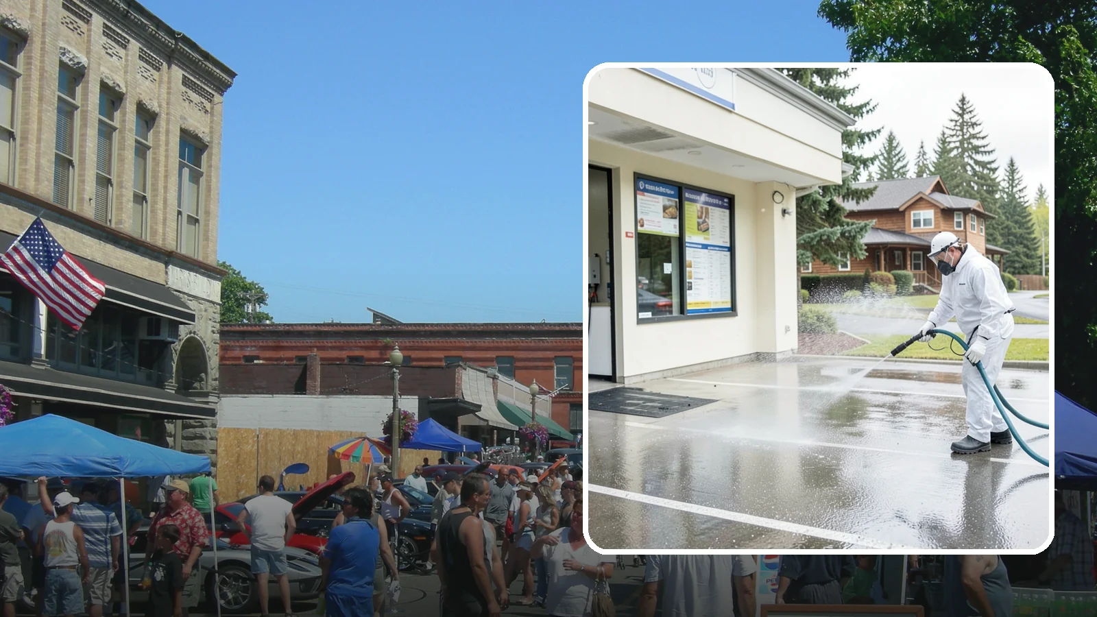 Drive-Thru Cleaning in Snohomish, Snohomish County, WA - Targeted cleaning of drive-thru lanes, order windows, and menu-board pads where spilled food, grease, and PNW moss build up fast.