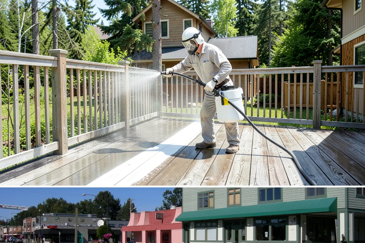 Drive-Thru Cleaning in Snoqualmie, King County, WA - Best cleaned every quarter year-round, with extra attention in fall when leaf litter and rain accelerate algae in the lane.
