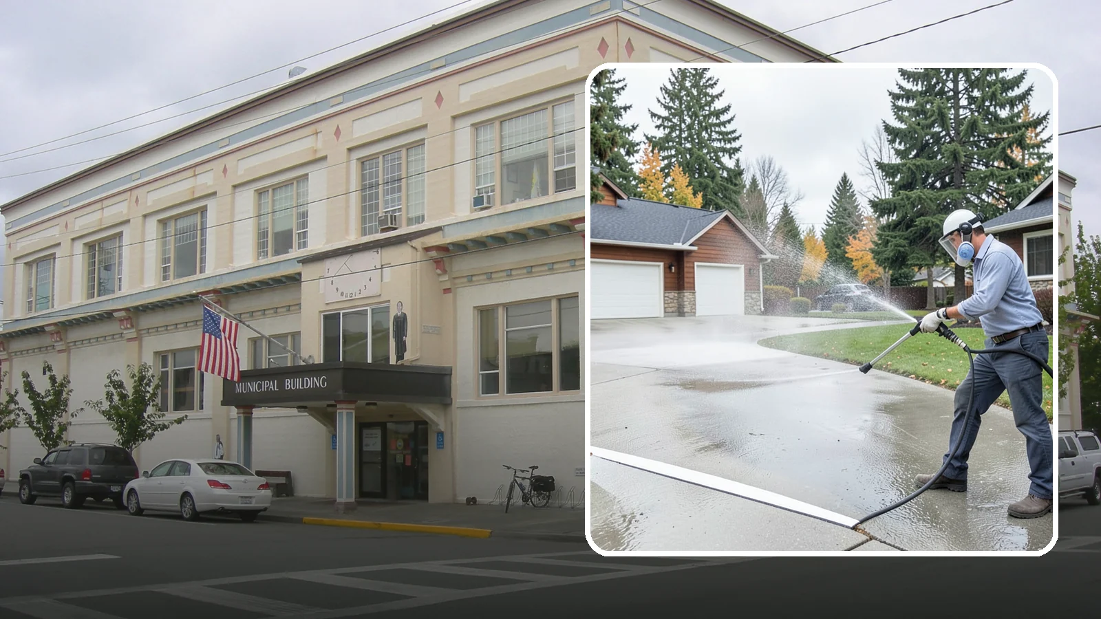 Driveway & Walkway Package in Anacortes, Skagit County, WA - We surface clean your driveway and connecting walkways together for a uniform, moss-free entrance to your home.