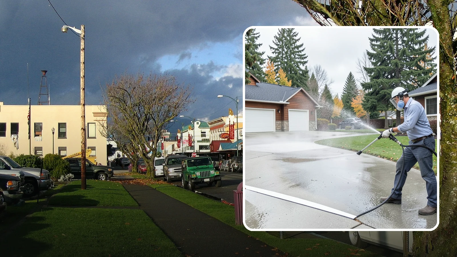 Driveway & Walkway Package in Arlington, Snohomish County, WA - We surface clean your driveway and connecting walkways together for a uniform, moss-free entrance to your home.