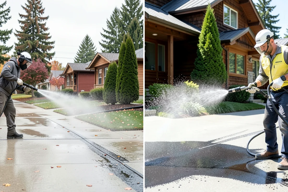 Driveway & Walkway Package in Arlington, Snohomish County, WA - Sweep and clear the concrete of debris