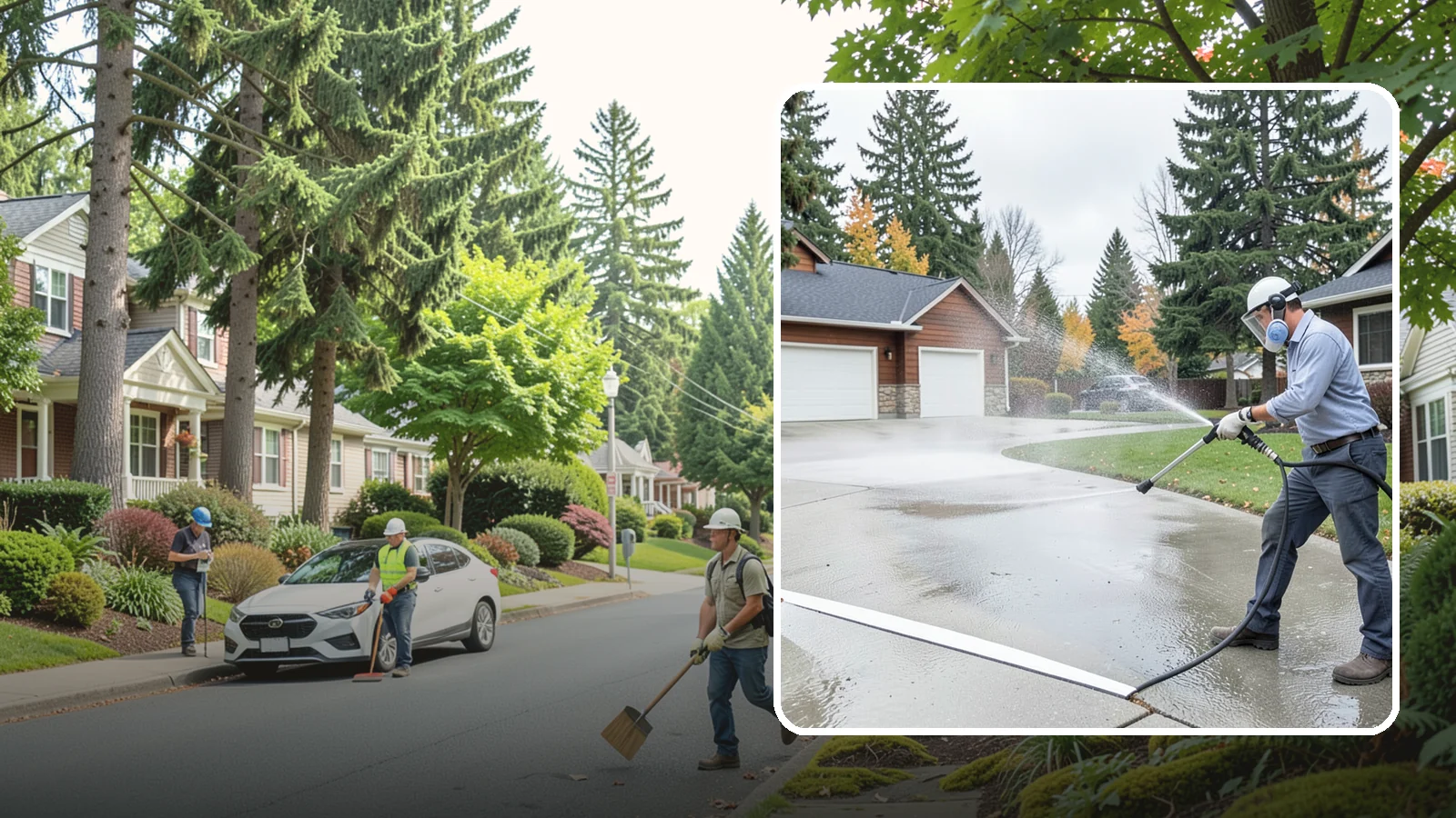 Driveway & Walkway Package in Beaux Arts Village, King County, WA - We surface clean your driveway and connecting walkways together for a uniform, moss-free entrance to your home.