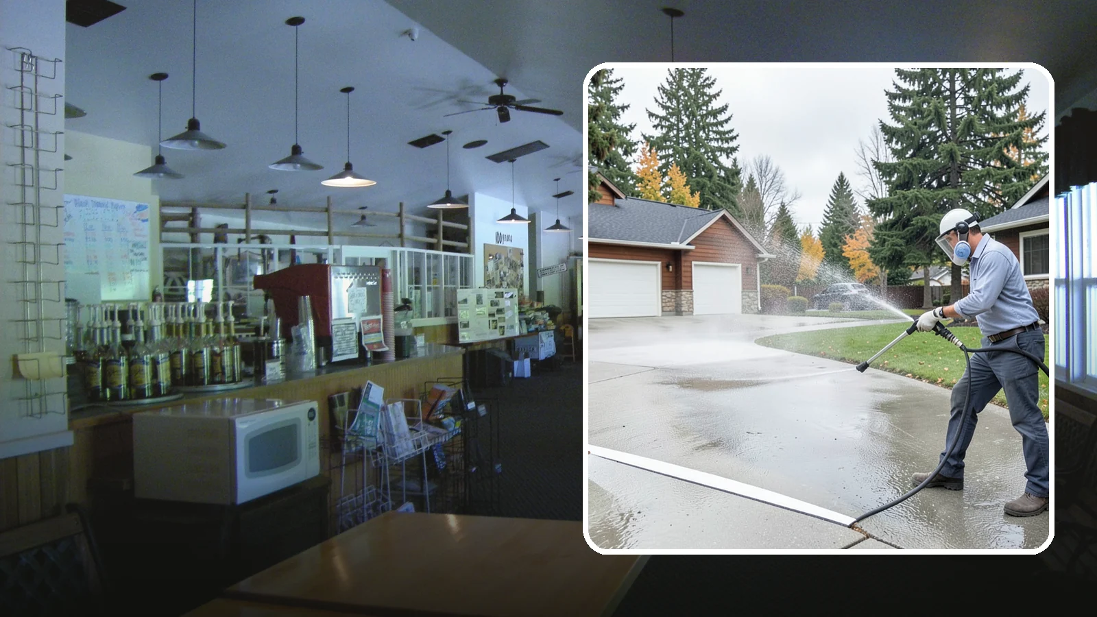 Driveway & Walkway Package in Black Diamond, King County, WA - We surface clean your driveway and connecting walkways together for a uniform, moss-free entrance to your home.