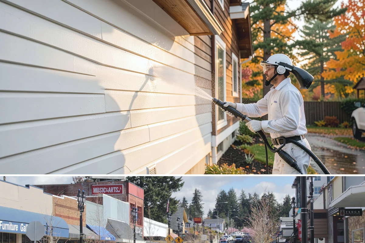 Driveway & Walkway Package in Bothell, King County, WA - Clean the drive and walkways in spring to clear winter moss before it becomes a slipping hazard.