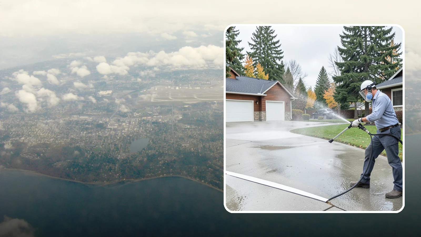 Driveway & Walkway Package in Burien, King County, WA - We surface clean your driveway and connecting walkways together for a uniform, moss-free entrance to your home.