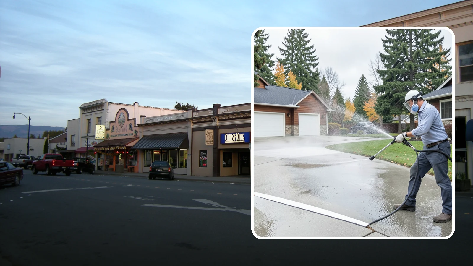 Driveway & Walkway Package in Burlington, Skagit County, WA - We surface clean your driveway and connecting walkways together for a uniform, moss-free entrance to your home.