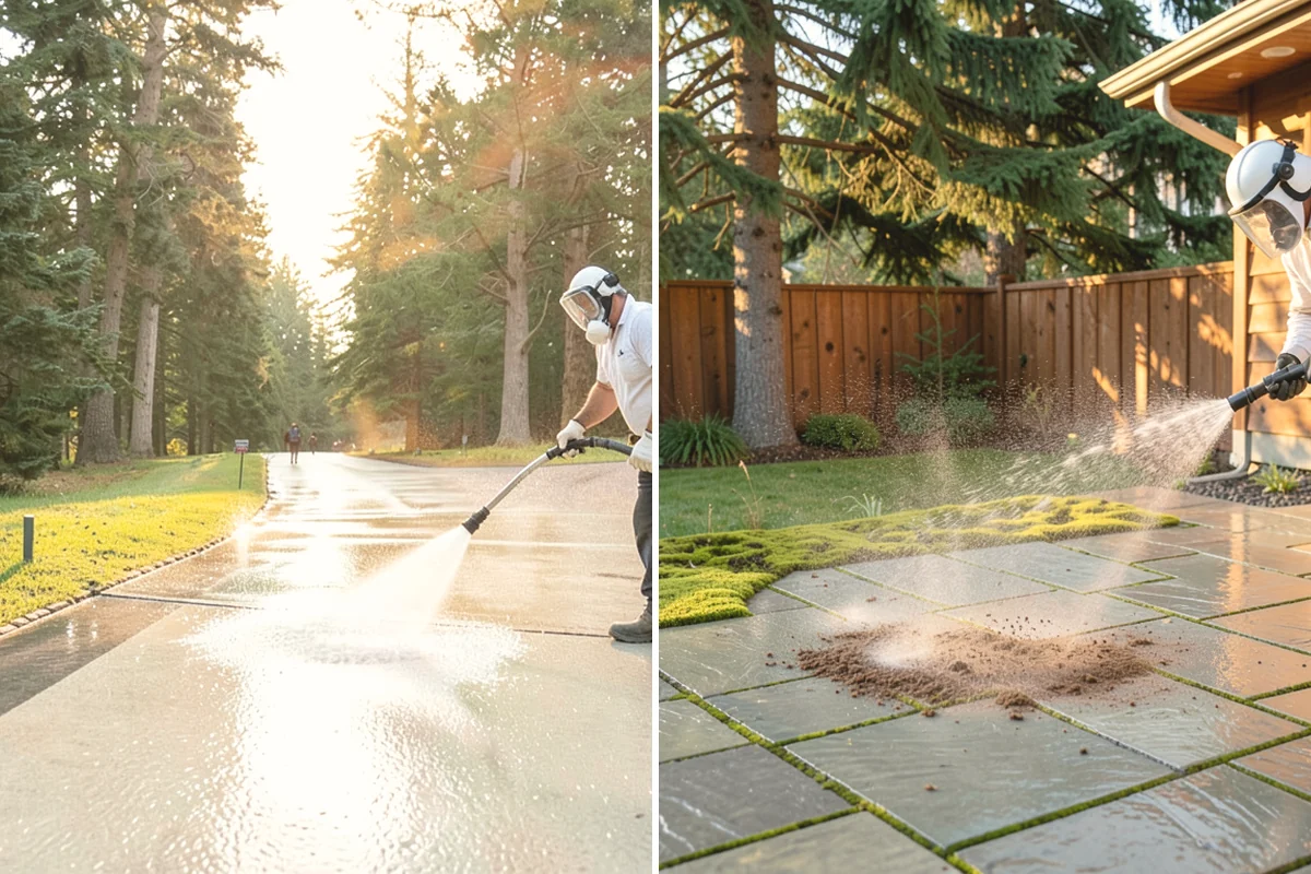 Driveway & Walkway Package in Carbonado, Pierce County, WA - Sweep and clear the concrete of debris