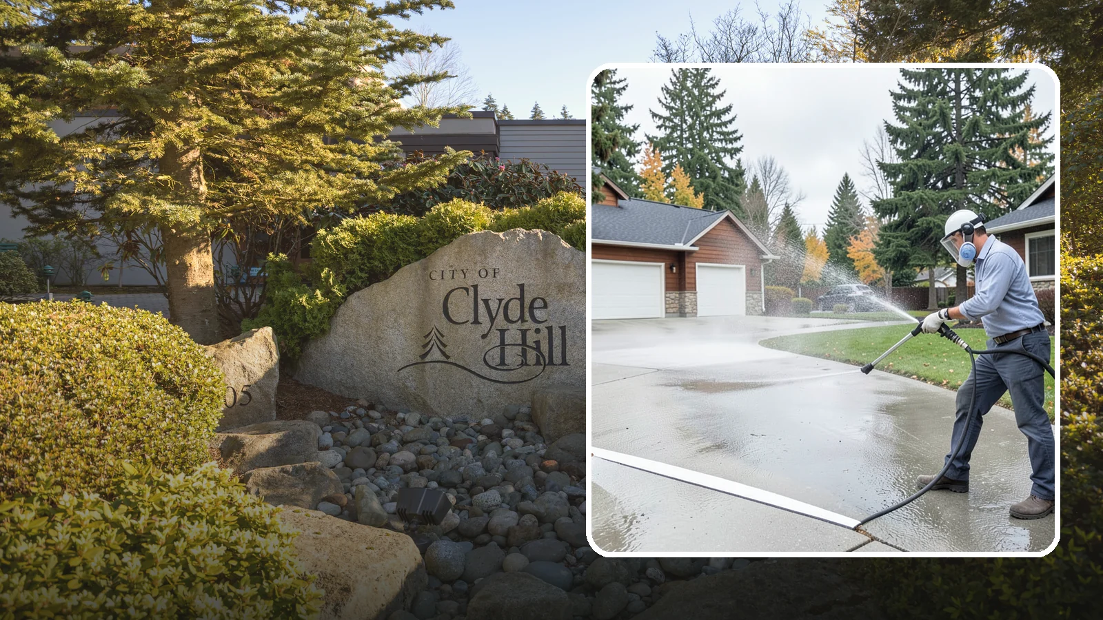 Driveway & Walkway Package in Clyde Hill, King County, WA - We surface clean your driveway and connecting walkways together for a uniform, moss-free entrance to your home.