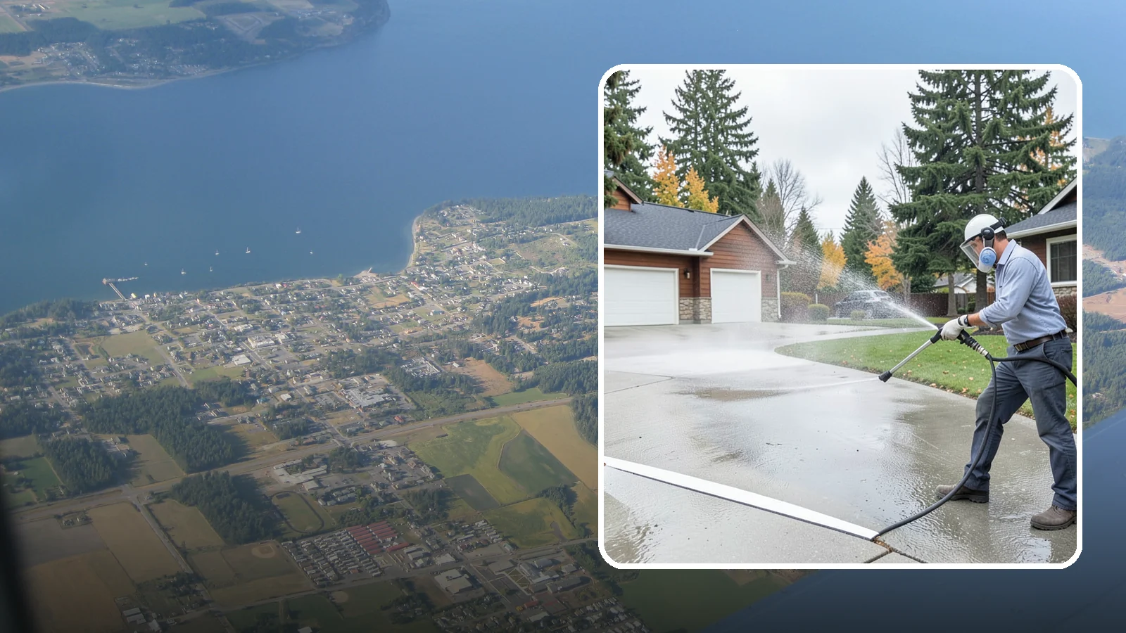 Driveway & Walkway Package in Coupeville, Island County, WA - We surface clean your driveway and connecting walkways together for a uniform, moss-free entrance to your home.