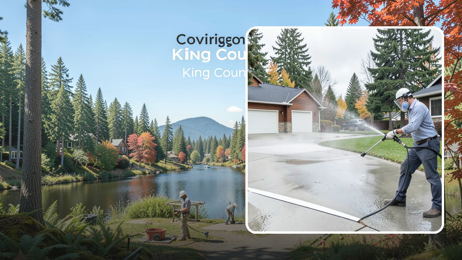 Driveway & Walkway Package in Covington, King County, WA - We surface clean your driveway and connecting walkways together for a uniform, moss-free entrance to your home.