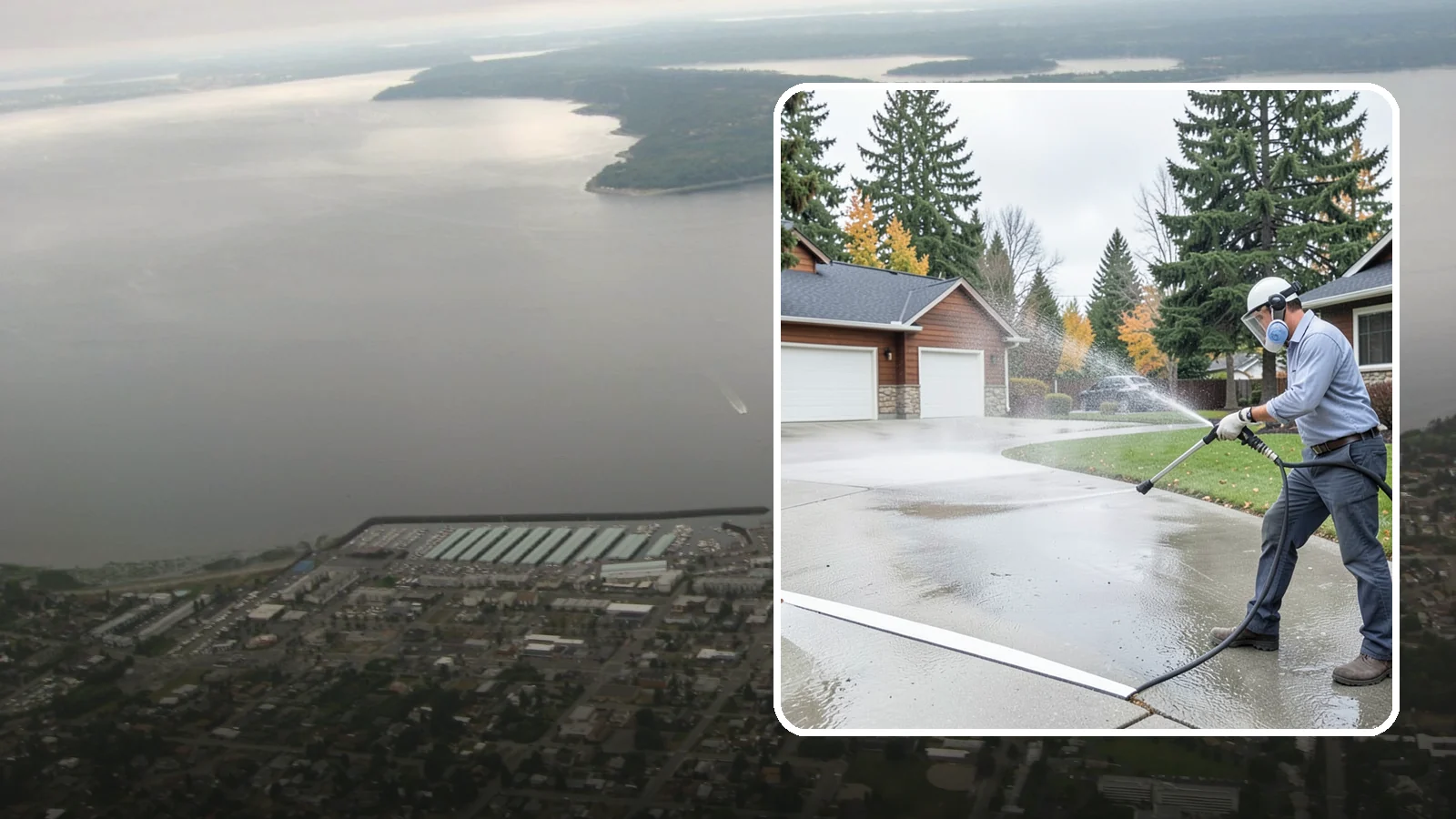 Driveway & Walkway Package in Des Moines, King County, WA - We surface clean your driveway and connecting walkways together for a uniform, moss-free entrance to your home.