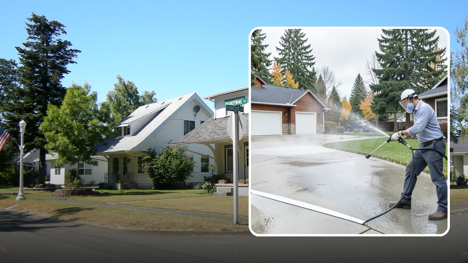 Driveway & Walkway Package in DuPont, Pierce County, WA - We surface clean your driveway and connecting walkways together for a uniform, moss-free entrance to your home.