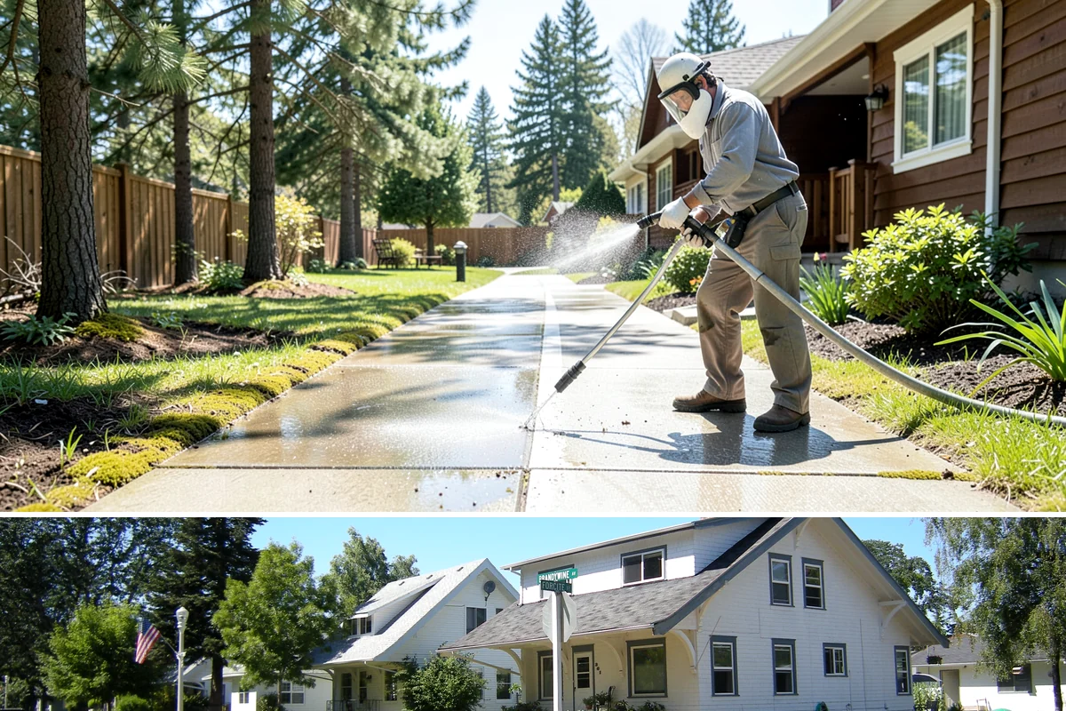 Driveway & Walkway Package in DuPont, Pierce County, WA - Clean the drive and walkways in spring to clear winter moss before it becomes a slipping hazard.