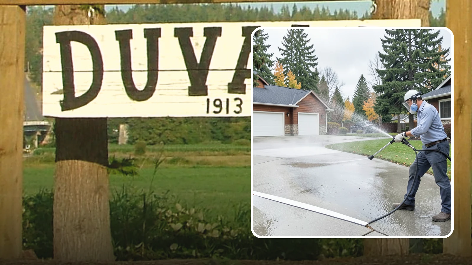 Driveway & Walkway Package in Duvall, King County, WA - We surface clean your driveway and connecting walkways together for a uniform, moss-free entrance to your home.
