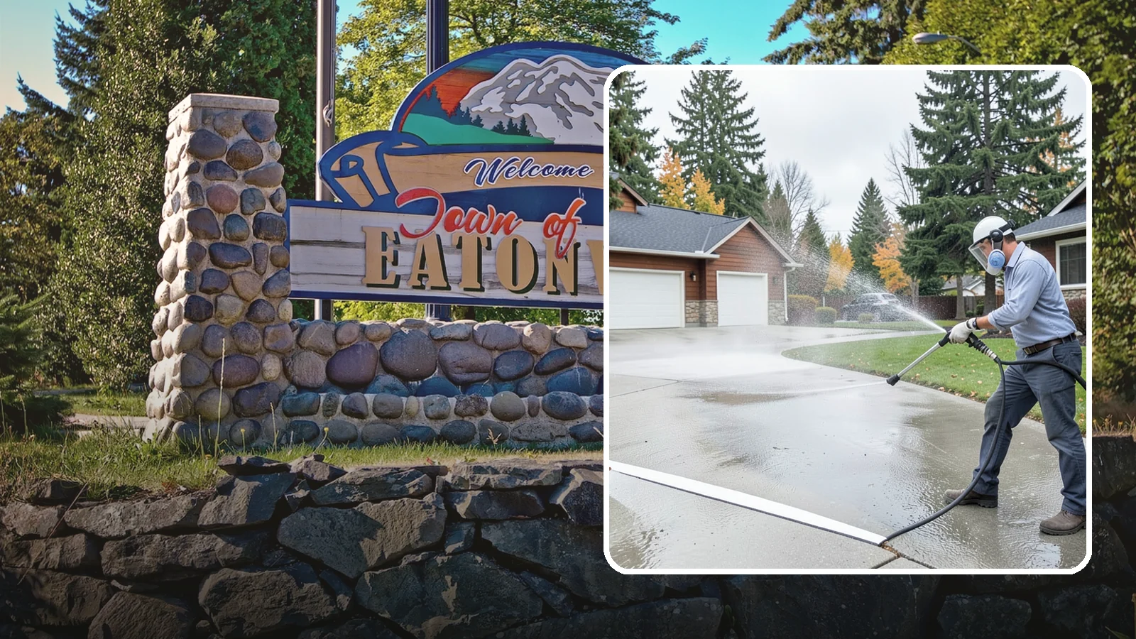 Driveway & Walkway Package in Eatonville, Pierce County, WA - We surface clean your driveway and connecting walkways together for a uniform, moss-free entrance to your home.