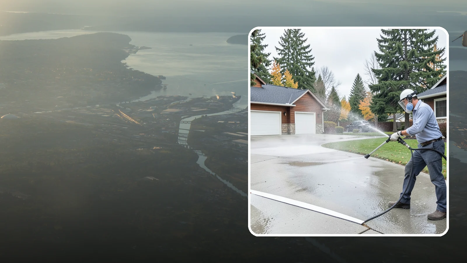 Driveway & Walkway Package in Fife, Pierce County, WA - We surface clean your driveway and connecting walkways together for a uniform, moss-free entrance to your home.