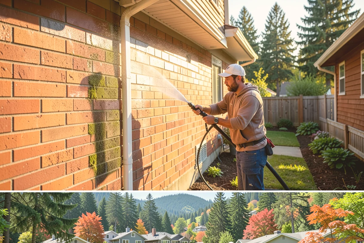 Driveway & Walkway Package in Fircrest, Pierce County, WA - Clean the drive and walkways in spring to clear winter moss before it becomes a slipping hazard.