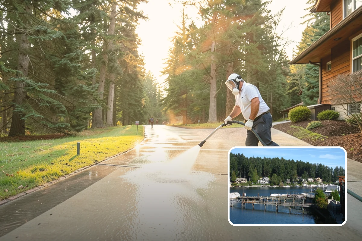 Driveway & Walkway Package in Gig Harbor, Pierce County, WA - Delivers streak-free results with a flat-surface cleaner