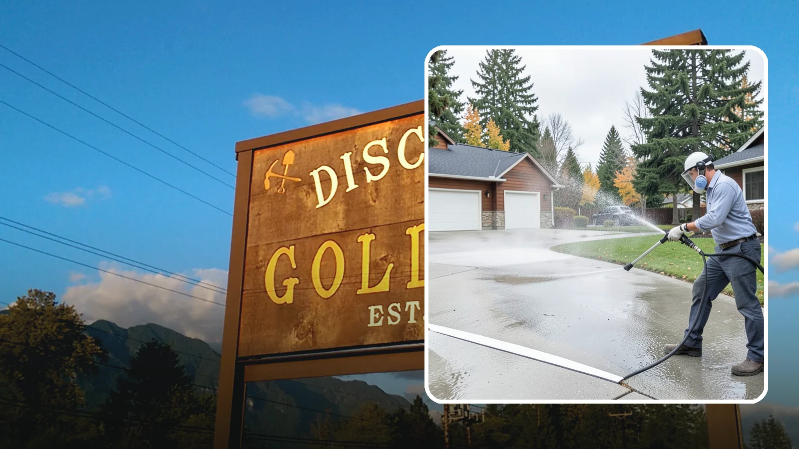 Driveway & Walkway Package in Gold Bar, Snohomish County, WA - We surface clean your driveway and connecting walkways together for a uniform, moss-free entrance to your home.