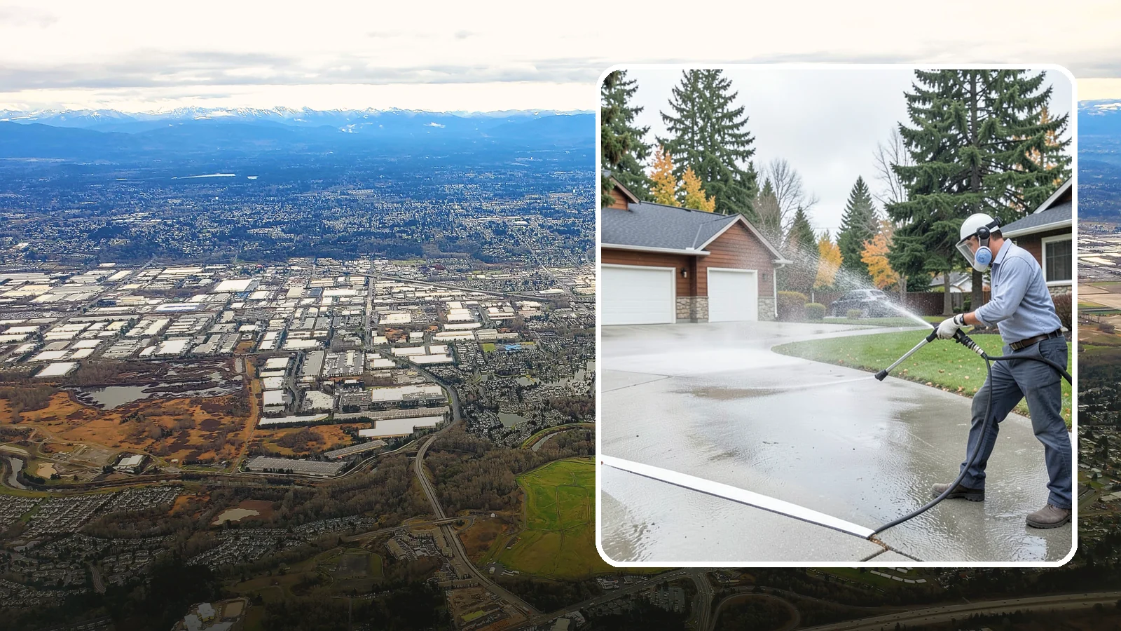 Driveway & Walkway Package in Kent, King County, WA - We surface clean your driveway and connecting walkways together for a uniform, moss-free entrance to your home.