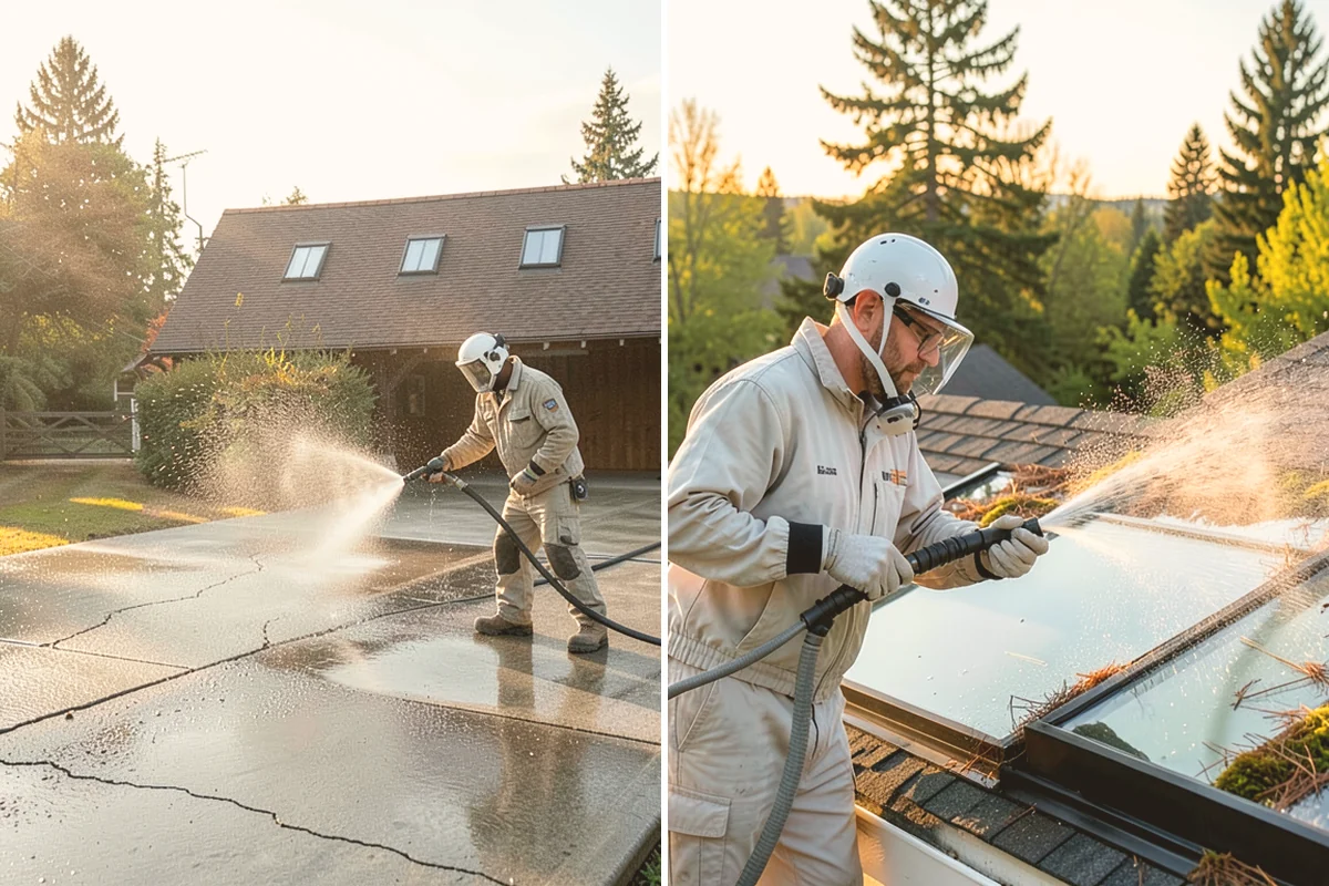 Driveway & Walkway Package in Kent, King County, WA - Sweep and clear the concrete of debris