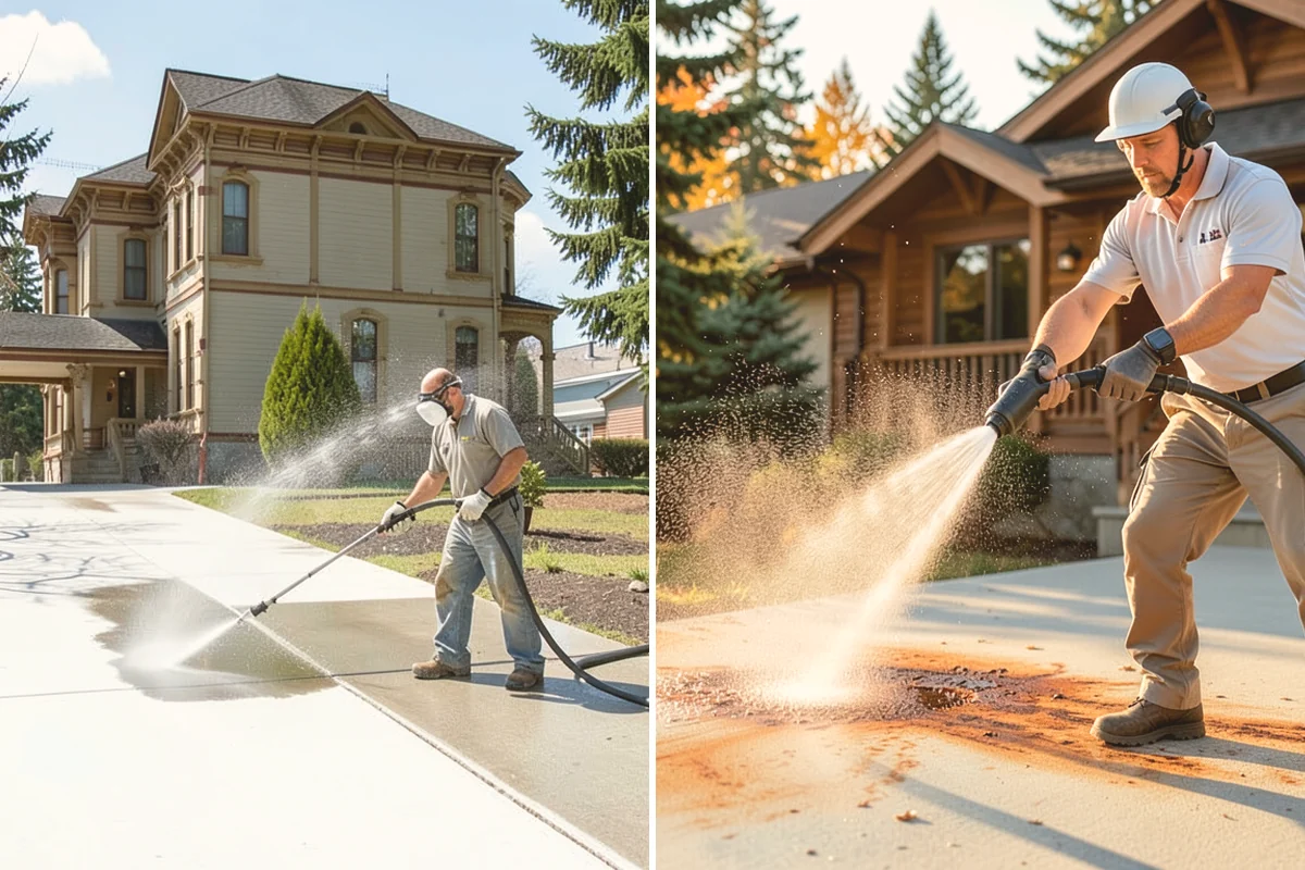 Driveway & Walkway Package in Kirkland, King County, WA - Sweep and clear the concrete of debris