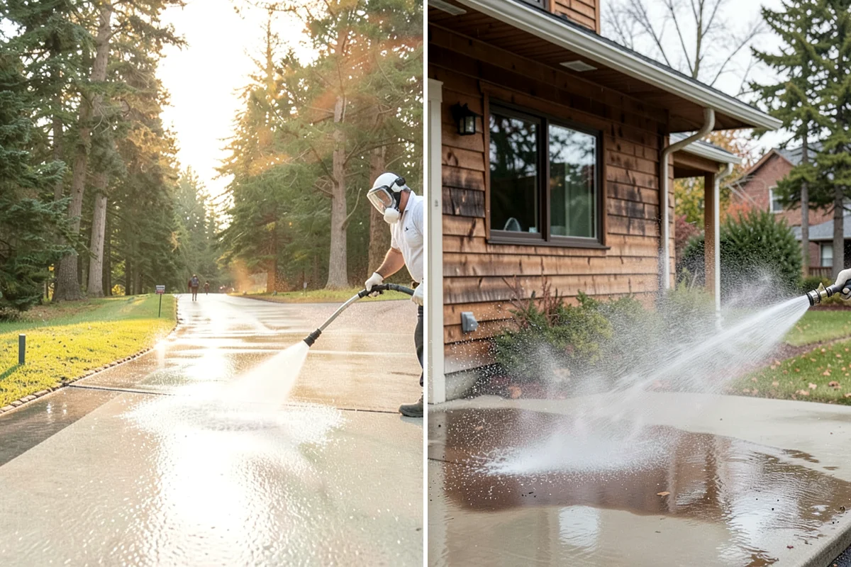 Driveway & Walkway Package in Lake Forest Park, King County, WA - Sweep and clear the concrete of debris