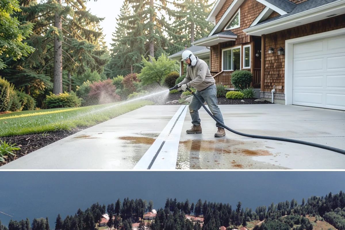 Driveway & Walkway Package in Lakewood, Pierce County, WA - Clean the drive and walkways in spring to clear winter moss before it becomes a slipping hazard.
