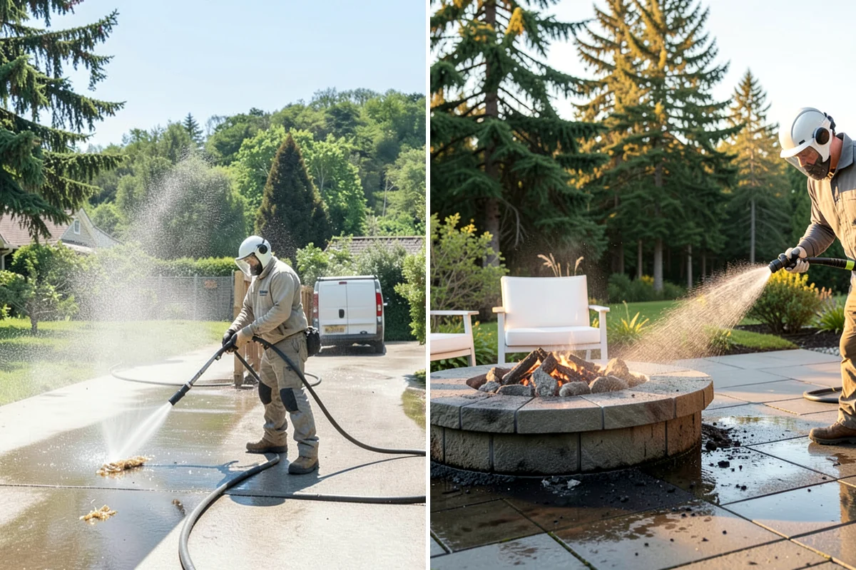 Driveway & Walkway Package in Lyman, Skagit County, WA - Sweep and clear the concrete of debris