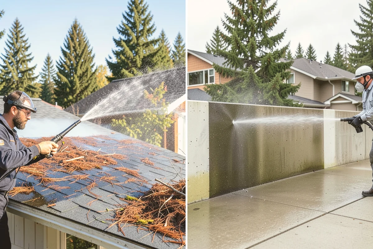 Driveway & Walkway Package in Lynnwood, Snohomish County, WA - Sweep and clear the concrete of debris