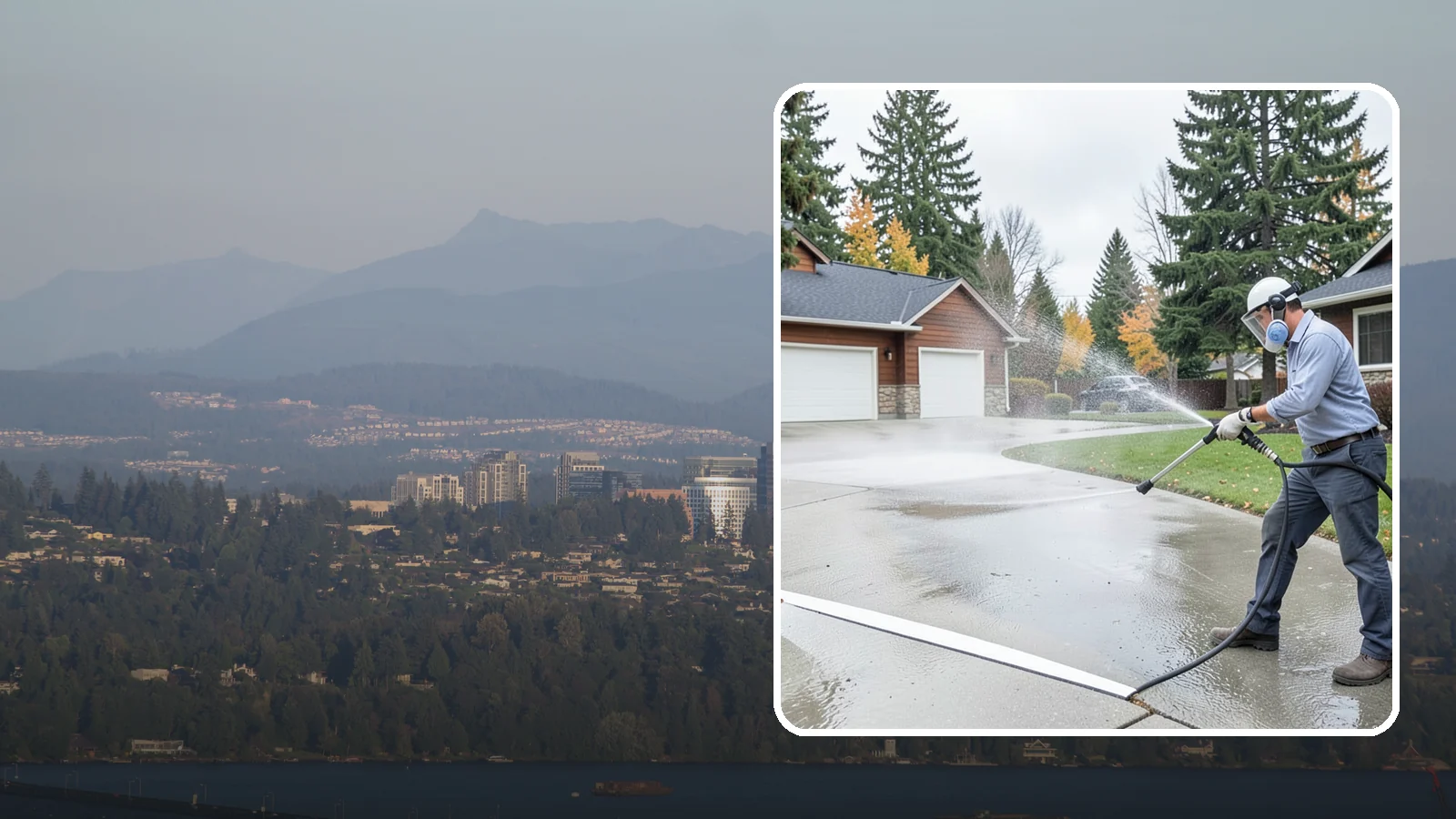Driveway & Walkway Package in Medina, King County, WA - We surface clean your driveway and connecting walkways together for a uniform, moss-free entrance to your home.