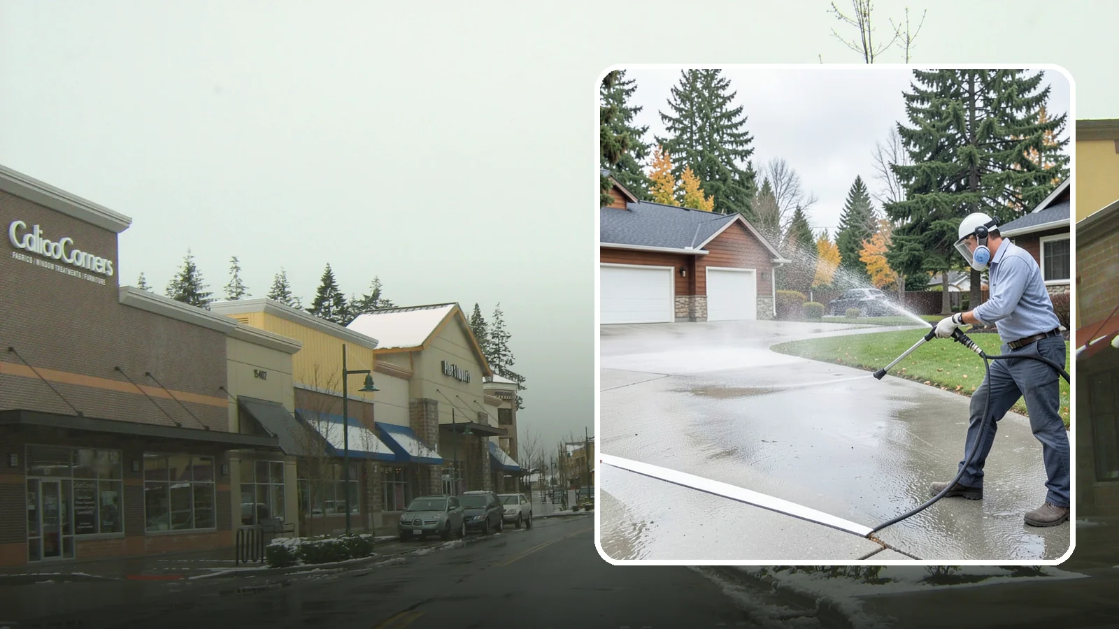 Driveway & Walkway Package in Mill Creek, Snohomish County, WA - We surface clean your driveway and connecting walkways together for a uniform, moss-free entrance to your home.