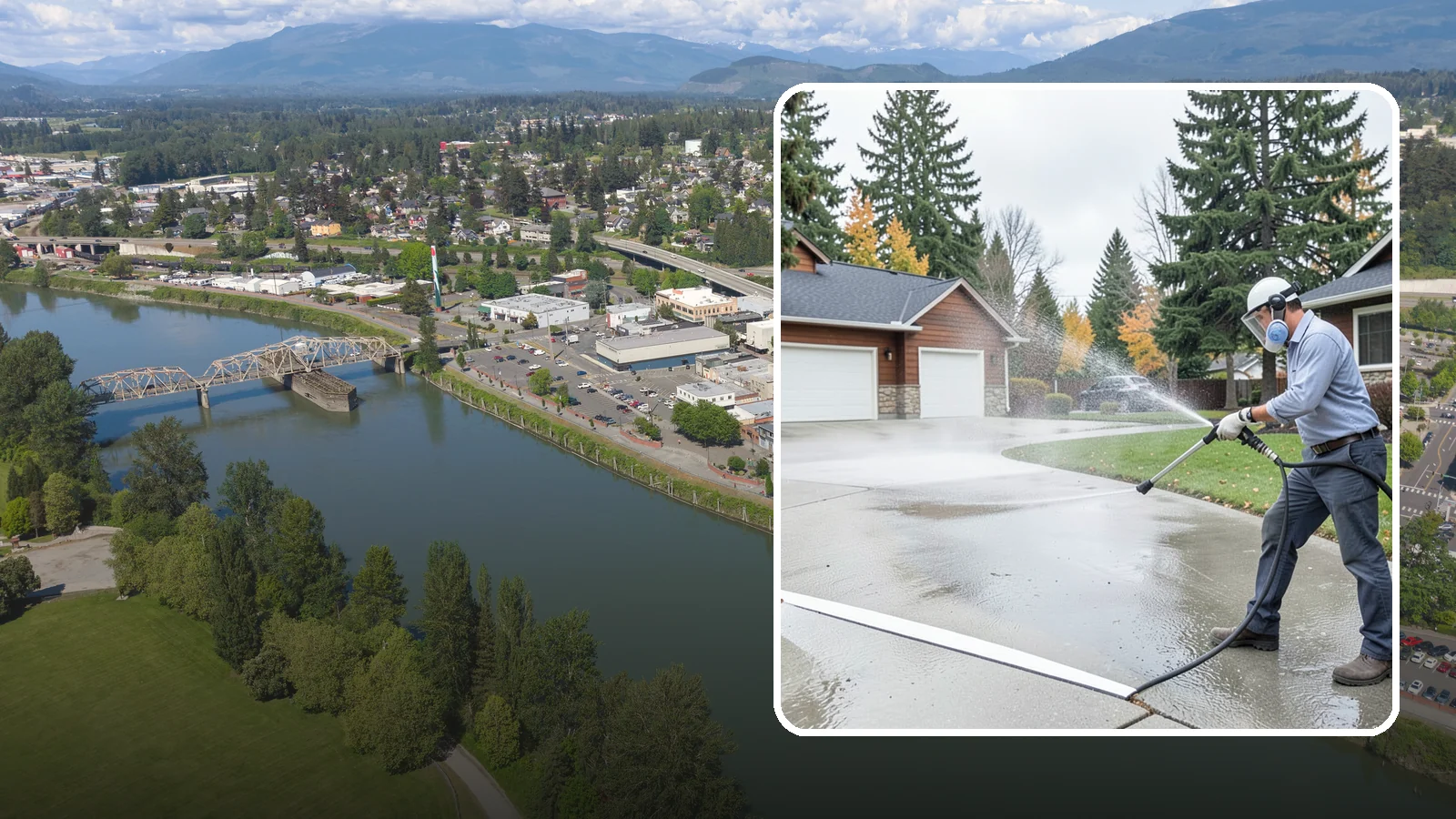Driveway & Walkway Package in Mount Vernon, Skagit County, WA - We surface clean your driveway and connecting walkways together for a uniform, moss-free entrance to your home.
