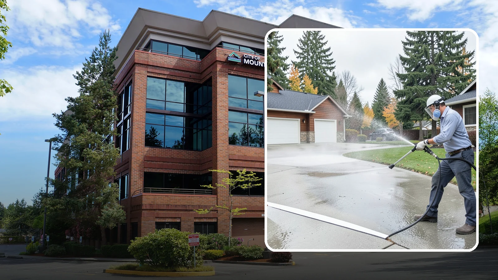 Driveway & Walkway Package in Mountlake Terrace, Snohomish County, WA - We surface clean your driveway and connecting walkways together for a uniform, moss-free entrance to your home.
