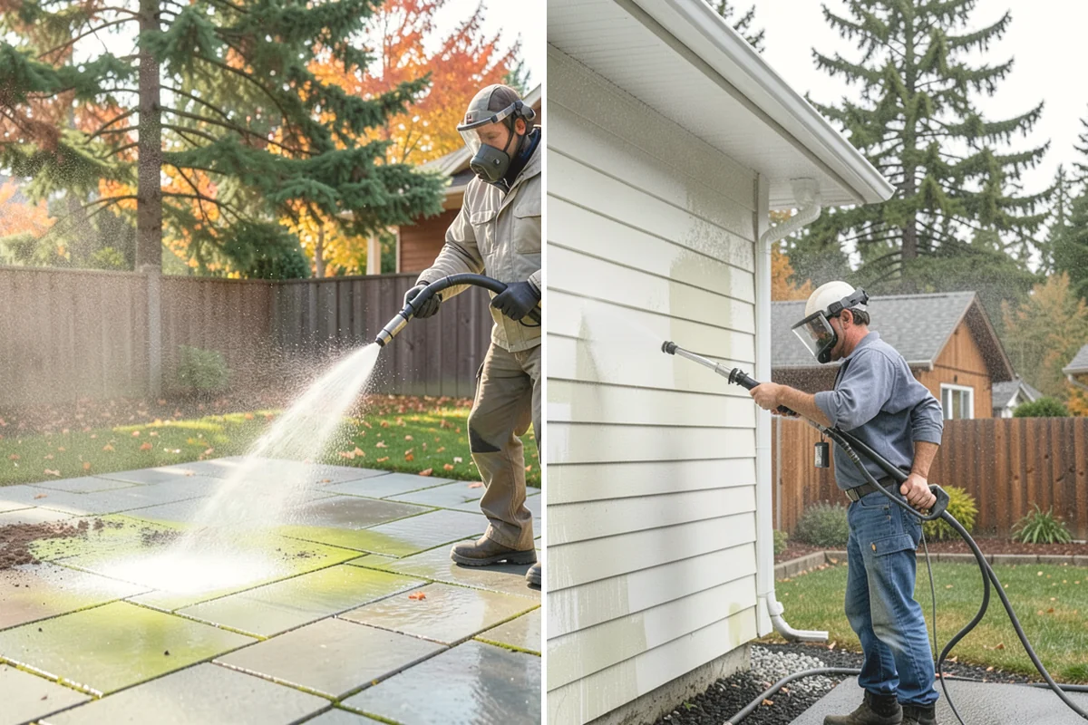 Driveway & Walkway Package in Mukilteo, Snohomish County, WA - Sweep and clear the concrete of debris