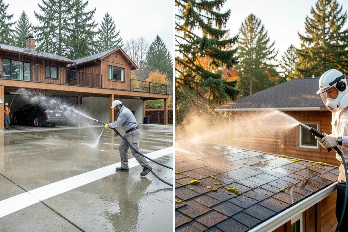 Driveway & Walkway Package in Pacific, King County, WA - Sweep and clear the concrete of debris