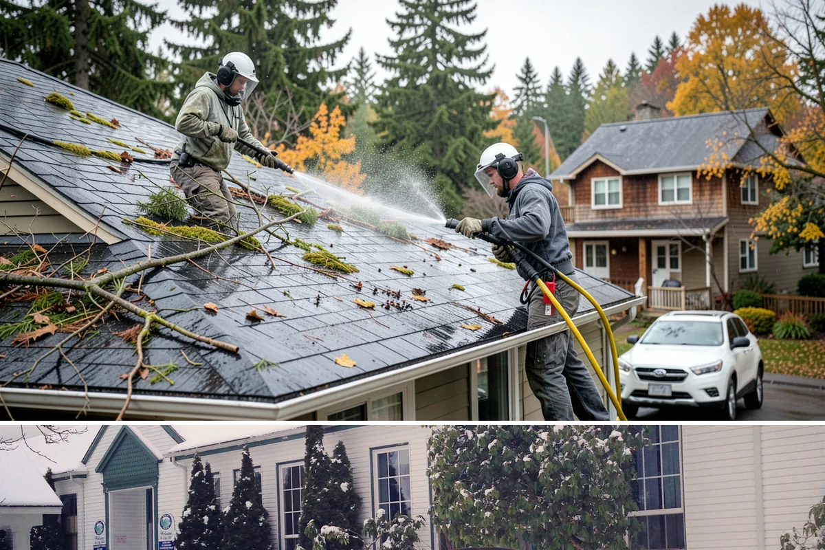 Driveway & Walkway Package in Pacific, King County, WA - Clean the drive and walkways in spring to clear winter moss before it becomes a slipping hazard.