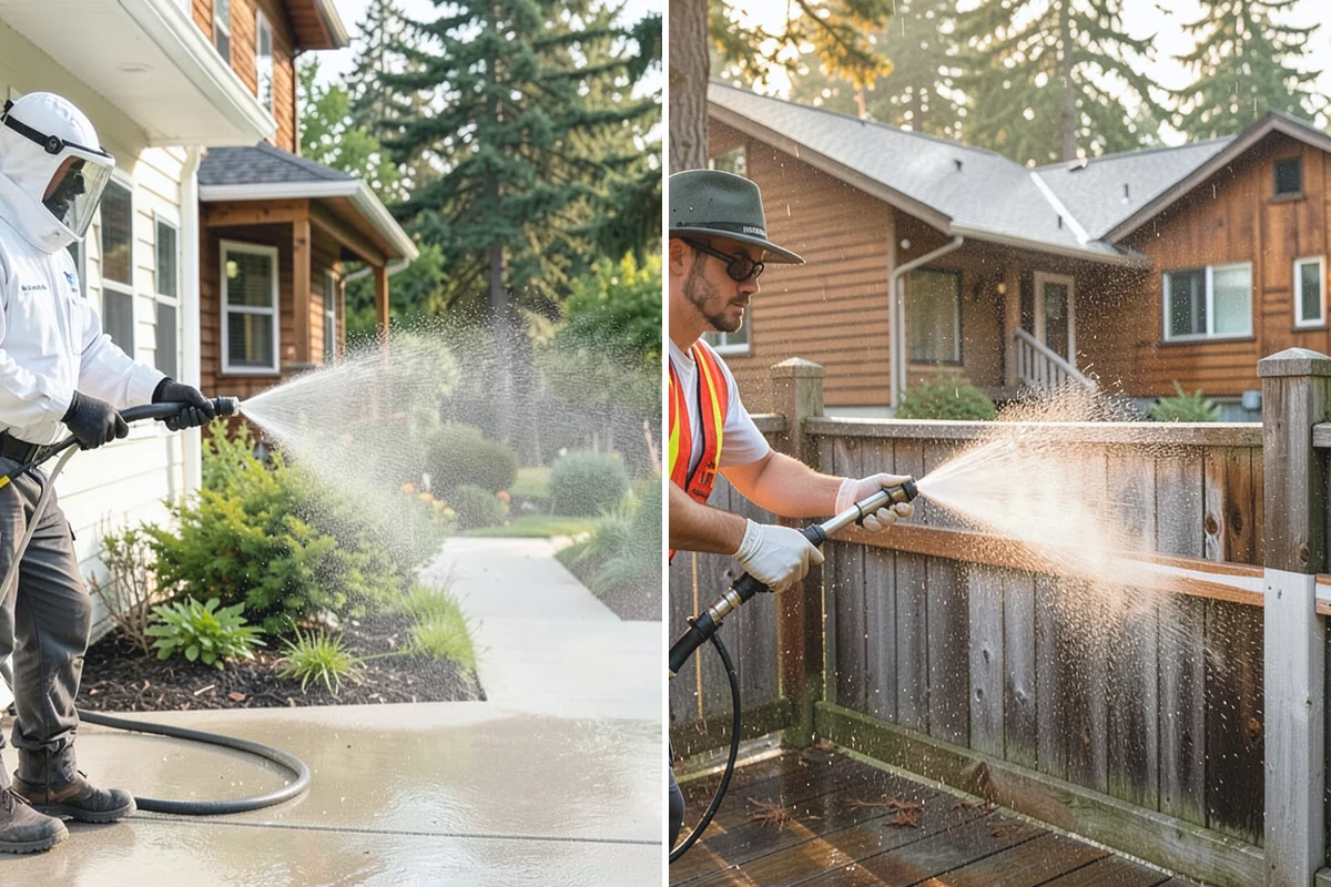 Driveway & Walkway Package in Redmond, King County, WA - Sweep and clear the concrete of debris
