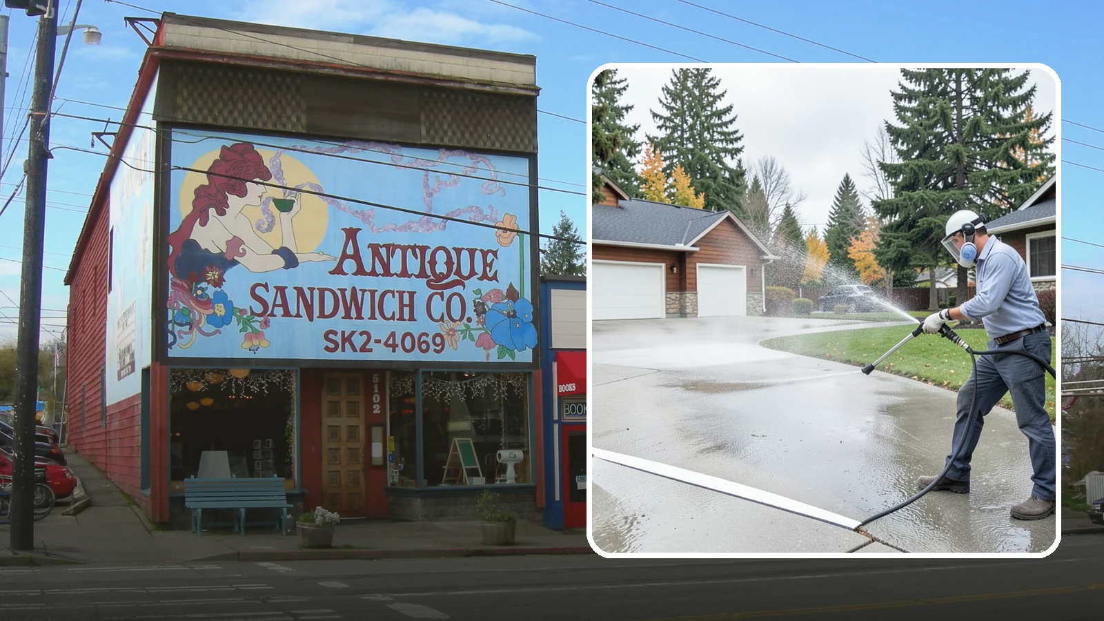 Driveway & Walkway Package in Ruston, Pierce County, WA - We surface clean your driveway and connecting walkways together for a uniform, moss-free entrance to your home.