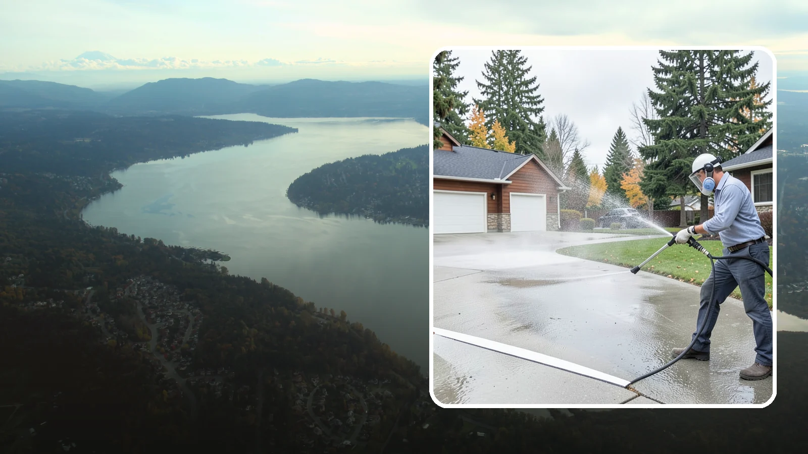 Driveway & Walkway Package in Sammamish, King County, WA - We surface clean your driveway and connecting walkways together for a uniform, moss-free entrance to your home.
