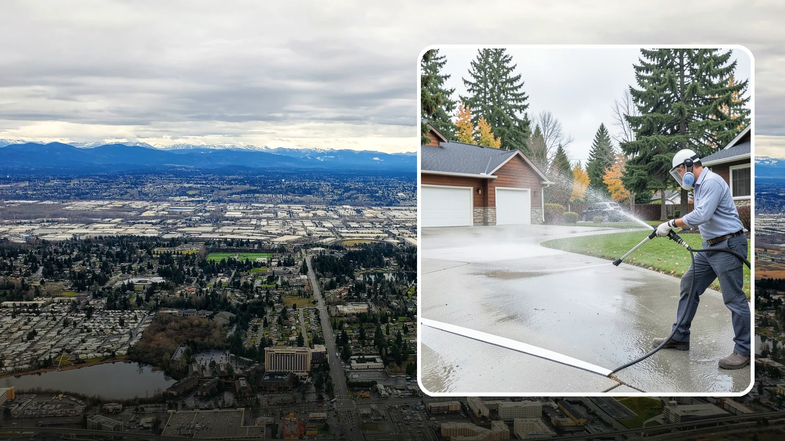 Driveway & Walkway Package in SeaTac, King County, WA - We surface clean your driveway and connecting walkways together for a uniform, moss-free entrance to your home.