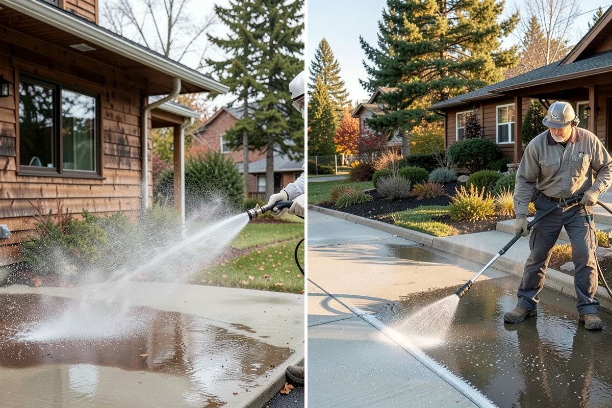 Driveway & Walkway Package in SeaTac, King County, WA - Sweep and clear the concrete of debris