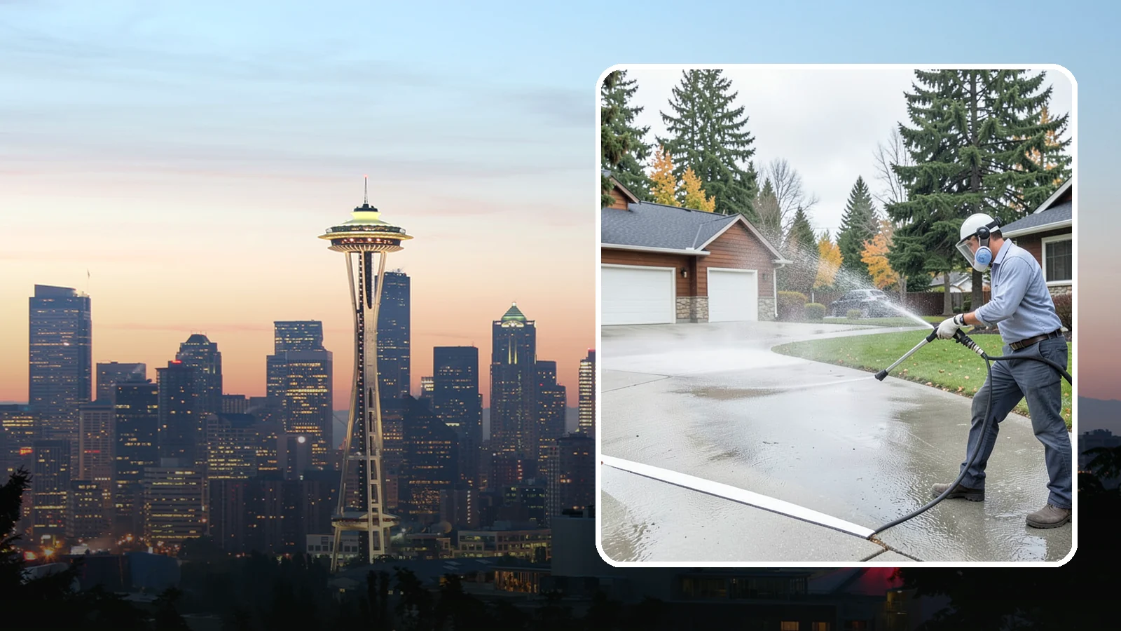 Driveway & Walkway Package in Seattle, King County, WA - We surface clean your driveway and connecting walkways together for a uniform, moss-free entrance to your home.