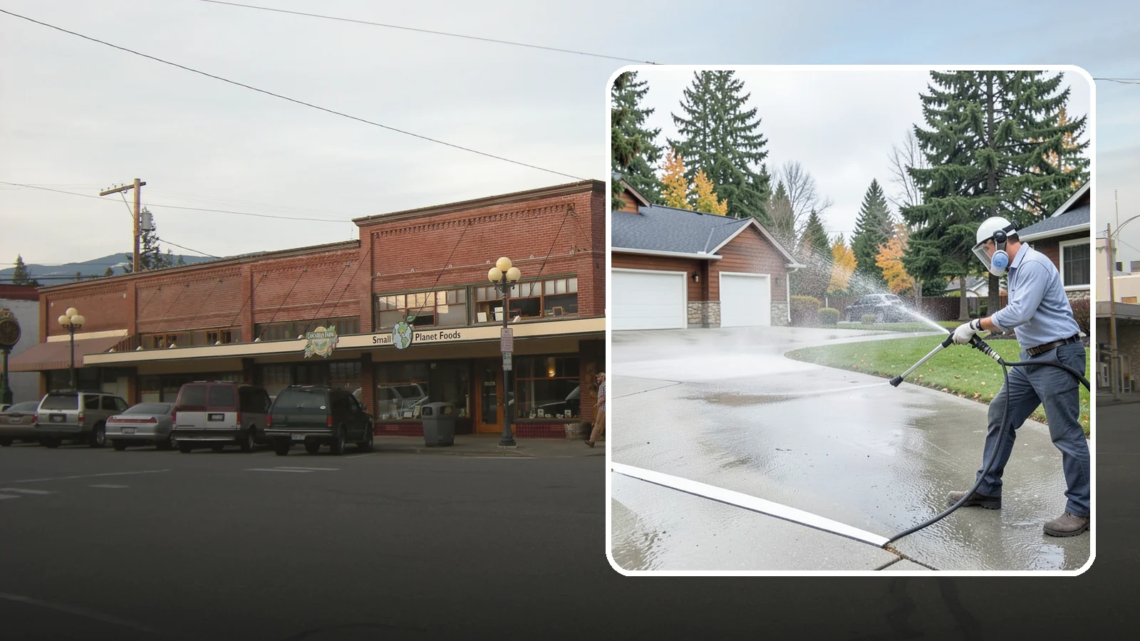Driveway & Walkway Package in Sedro-Woolley, Skagit County, WA - We surface clean your driveway and connecting walkways together for a uniform, moss-free entrance to your home.