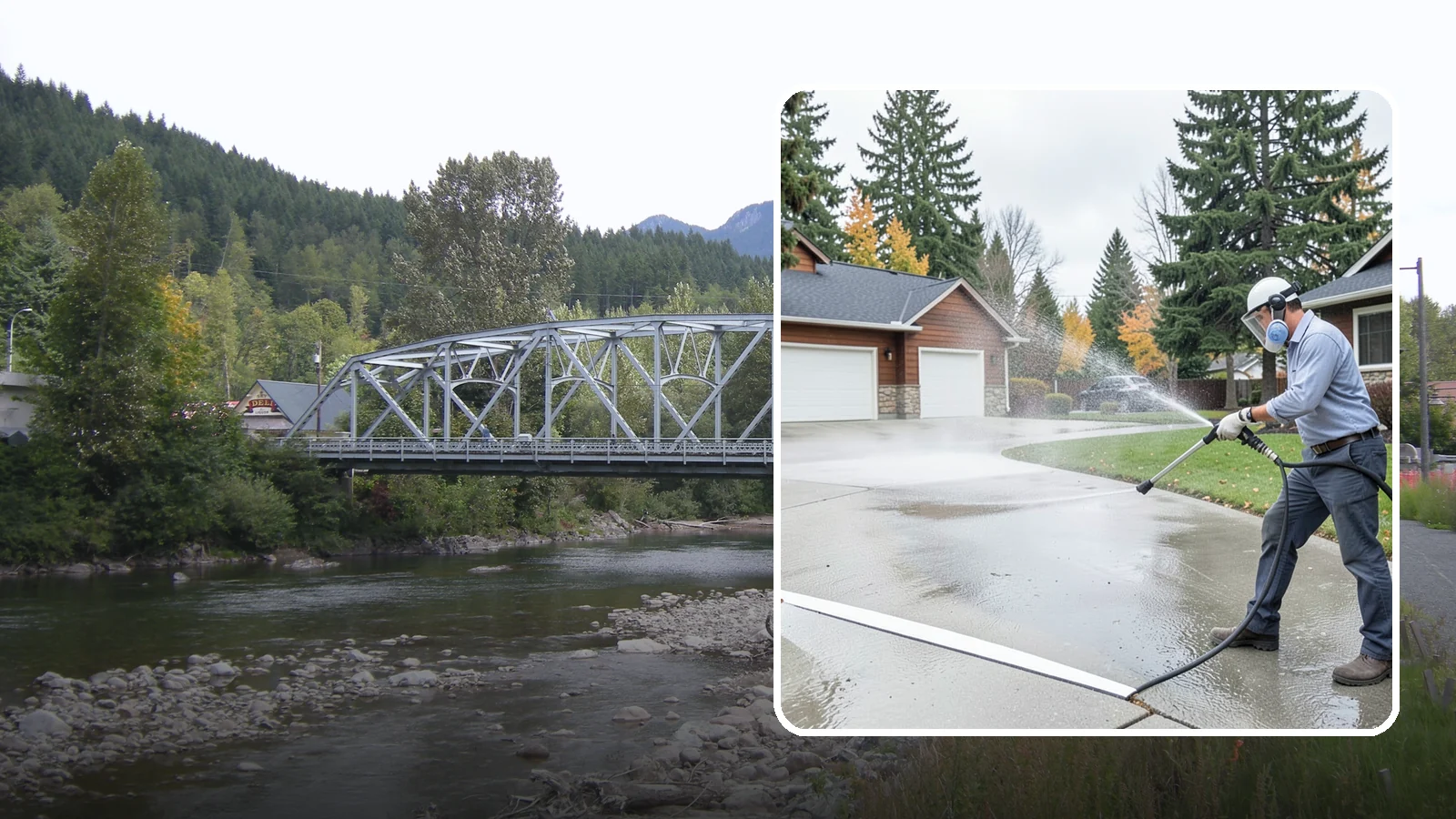Driveway & Walkway Package in Skykomish, King County, WA - We surface clean your driveway and connecting walkways together for a uniform, moss-free entrance to your home.