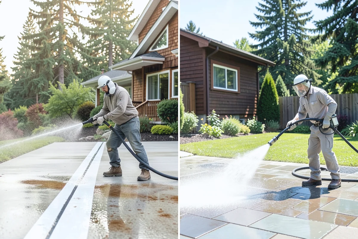 Driveway & Walkway Package in South Prairie, Pierce County, WA - Sweep and clear the concrete of debris