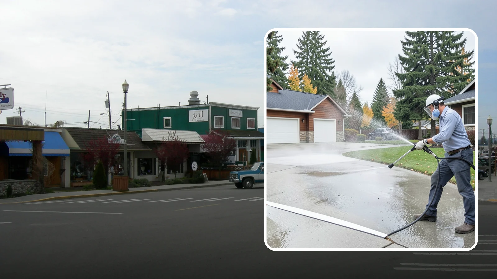 Driveway & Walkway Package in Stanwood, Snohomish County, WA - We surface clean your driveway and connecting walkways together for a uniform, moss-free entrance to your home.