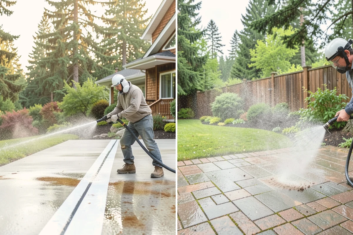 Driveway & Walkway Package in Stanwood, Snohomish County, WA - Sweep and clear the concrete of debris