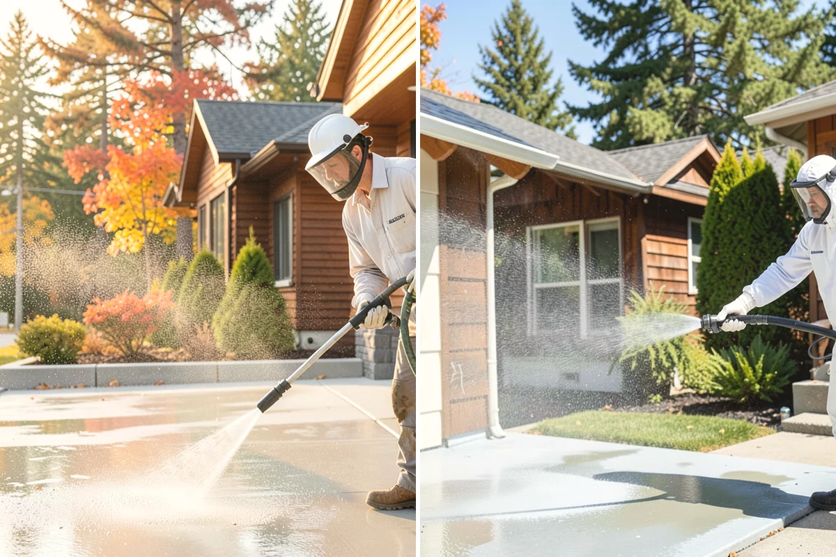 Driveway & Walkway Package in Tukwila, King County, WA - Sweep and clear the concrete of debris