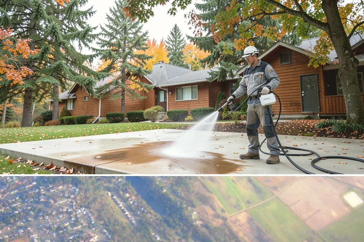 Driveway Brightening in Algona, King County, WA - Dry summer conditions let brightening treatments perform and the surface dry evenly.